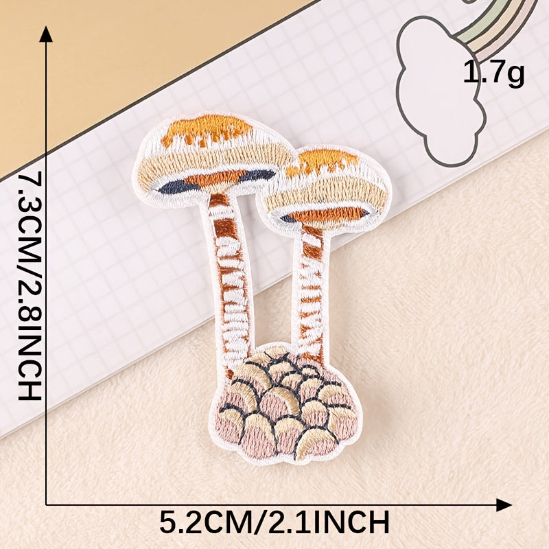 6pcs Mushroom Embroidery Patches Art Decor DIY Clothes Accessories