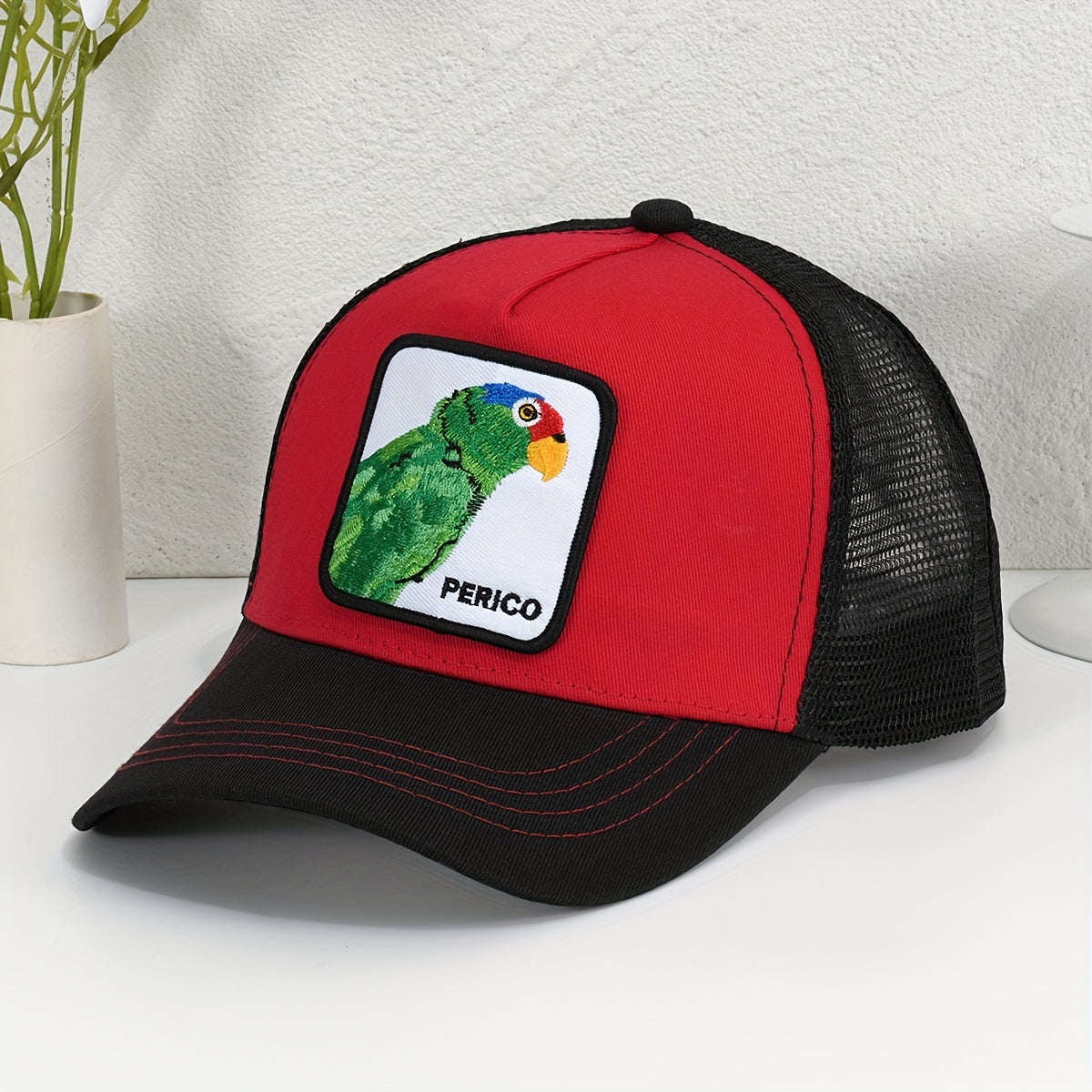 Parrot Patch Baseball Cap Mesh Trucker Hat Adjustable Sunshade Dad Hat