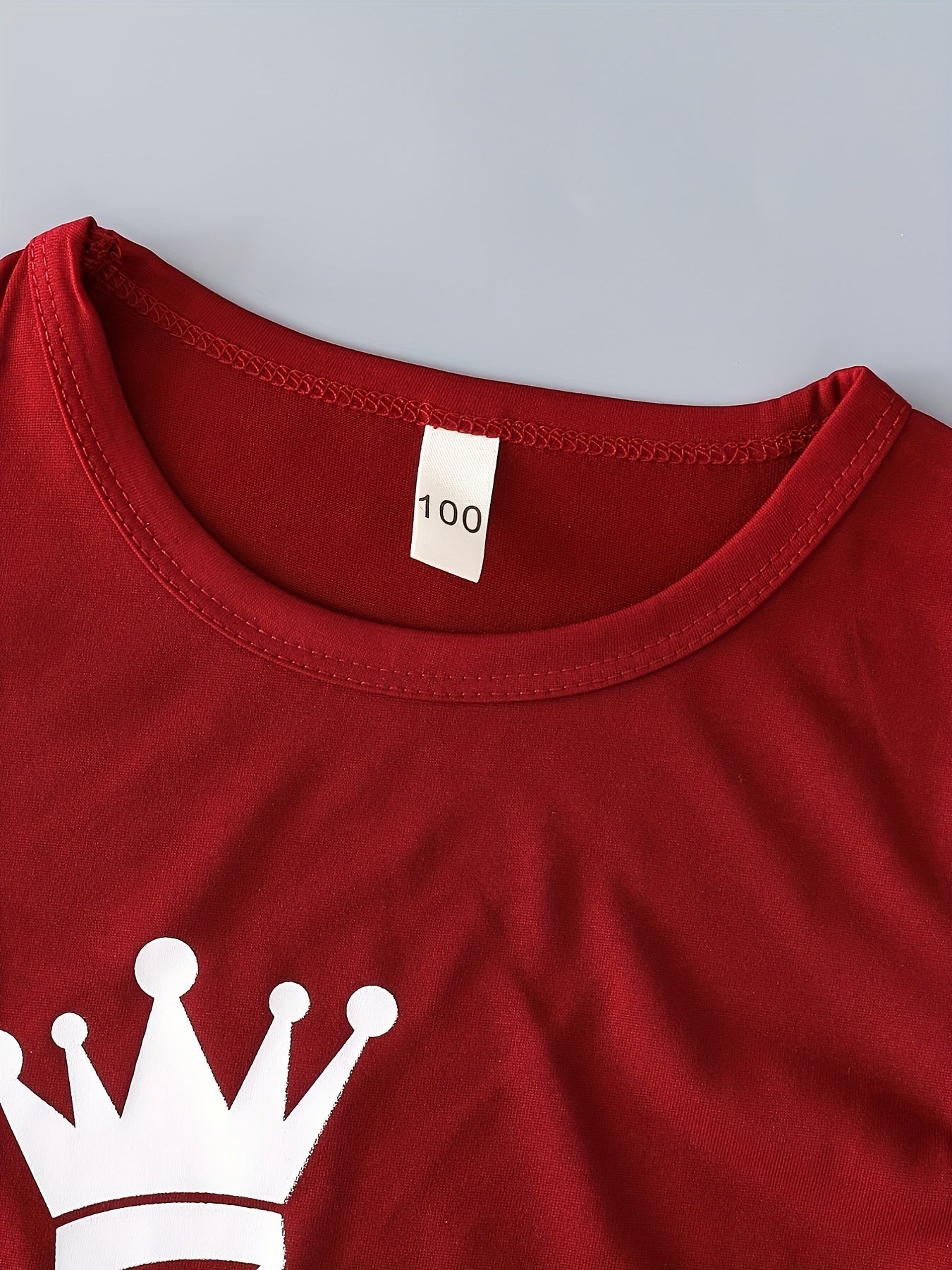 Boy's KING Crown Print T-shirt & Shorts Set for Summer