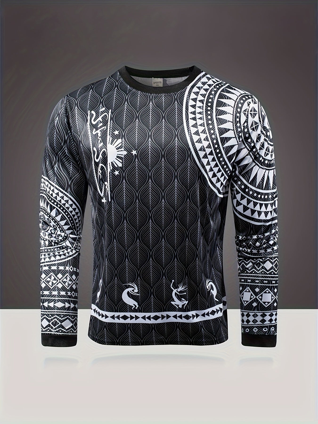 Men's Geometric Pattern Shirt Long Sleeve Top
