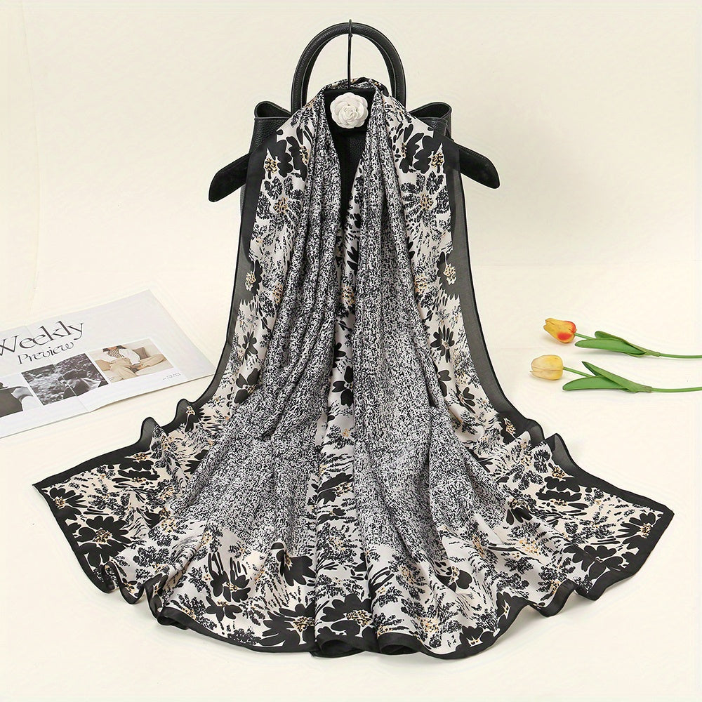Chrysanthemum Print Large Silk Scarf