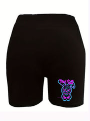 Women's Plus Rabbit Print High Rise Biker Shorts