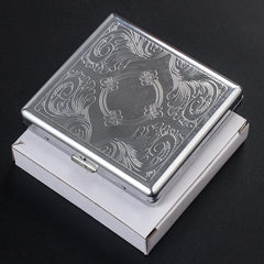 Men's 20 Pack Steel Cigarette Case, Stress Resistant, Silver Gray