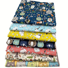 7pcs Animal Print Cotton Twill Fabric Set DIY Patchwork Bedding Fabric