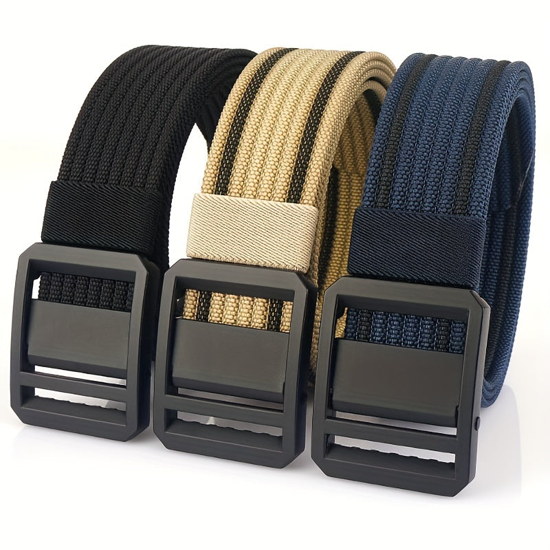 Men's Metal Buckle Nylon Braided Belt Casual Youth Belt