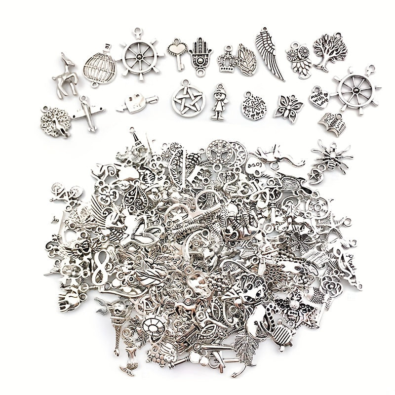 Assorted 10-50pcs Metal Alloy Silver Charms for DIY Jewelry Making
