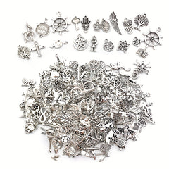 Assorted 10-50pcs Metal Alloy Silver Charms for DIY Jewelry Making