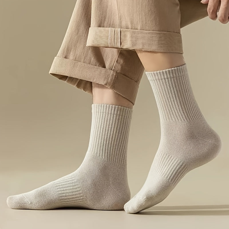 6 Pairs Women's Mid Tube Socks Solid Stockings