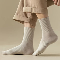 6 Pairs Women's Mid Tube Socks Solid Stockings