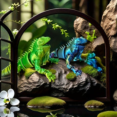 Vibrant Red 3D Printed Lizard Statue with Flexible Joints Articulated Tail