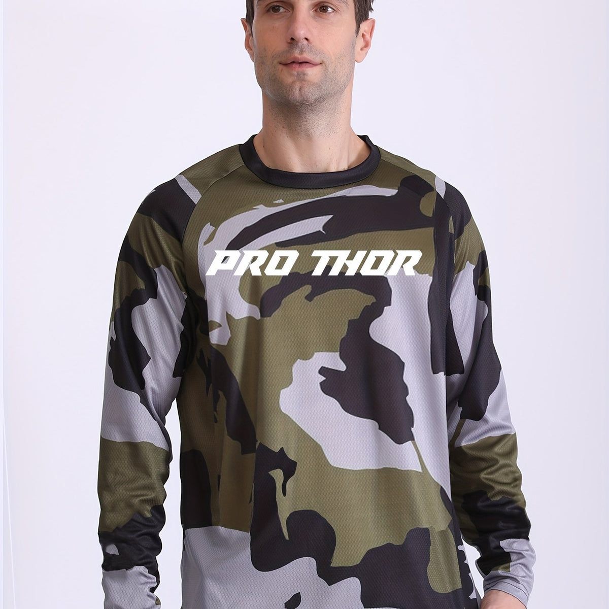 Men's Camo Long Sleeve Motorcycle T-shirt Quick Drying Breathable Top