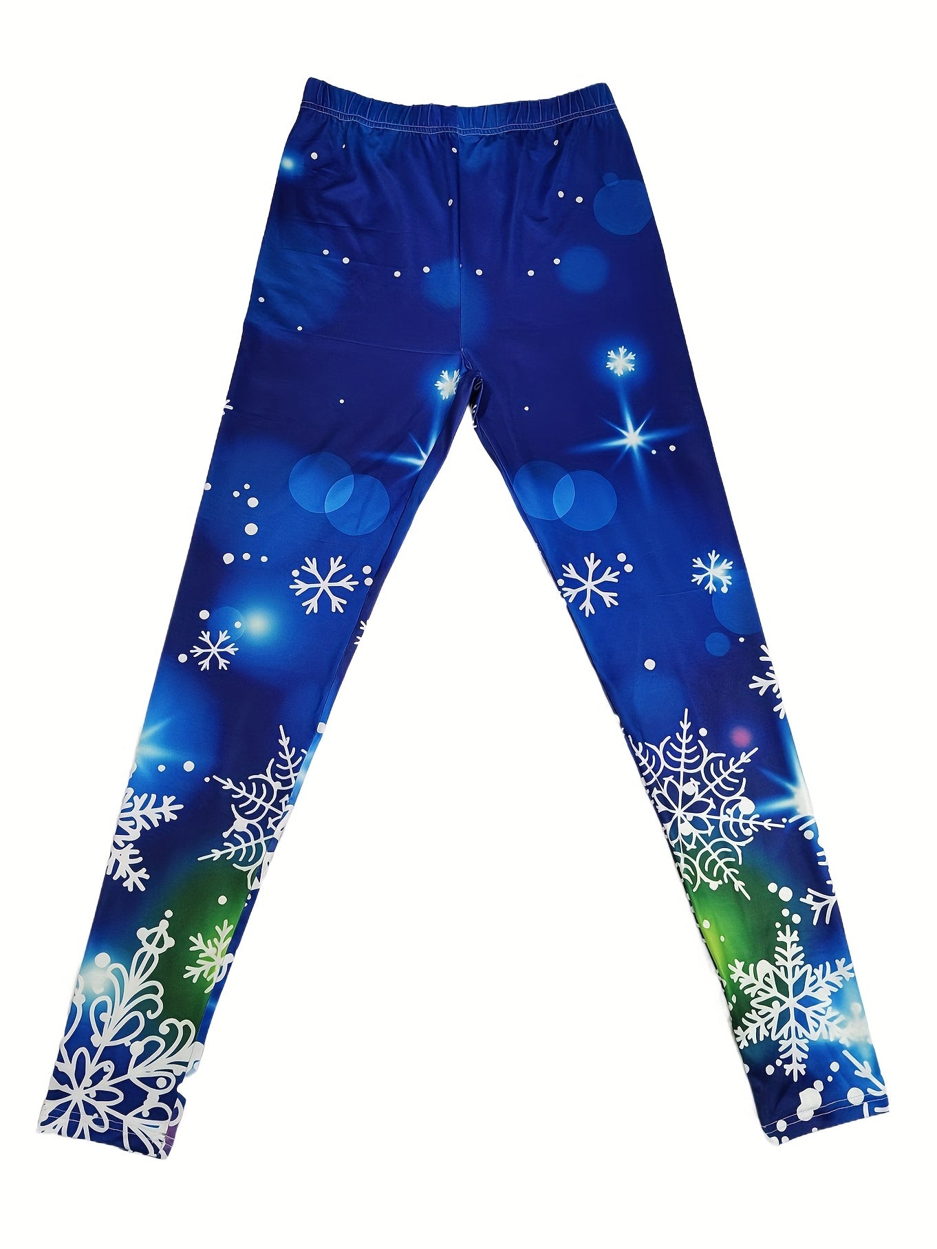 Snowflake Print Skinny Leggings Casual Stretchy Leggings