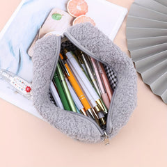 Plush Pencil Case Large Capacity Office Supplies Women's Travel Toiletry Bag