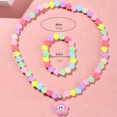 Colorful Acrylic Flower Necklace and Bracelet Jewelry Set