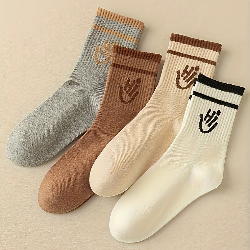 5 Pairs Letter Print Socks Soft Mid Tube Women's Stockings