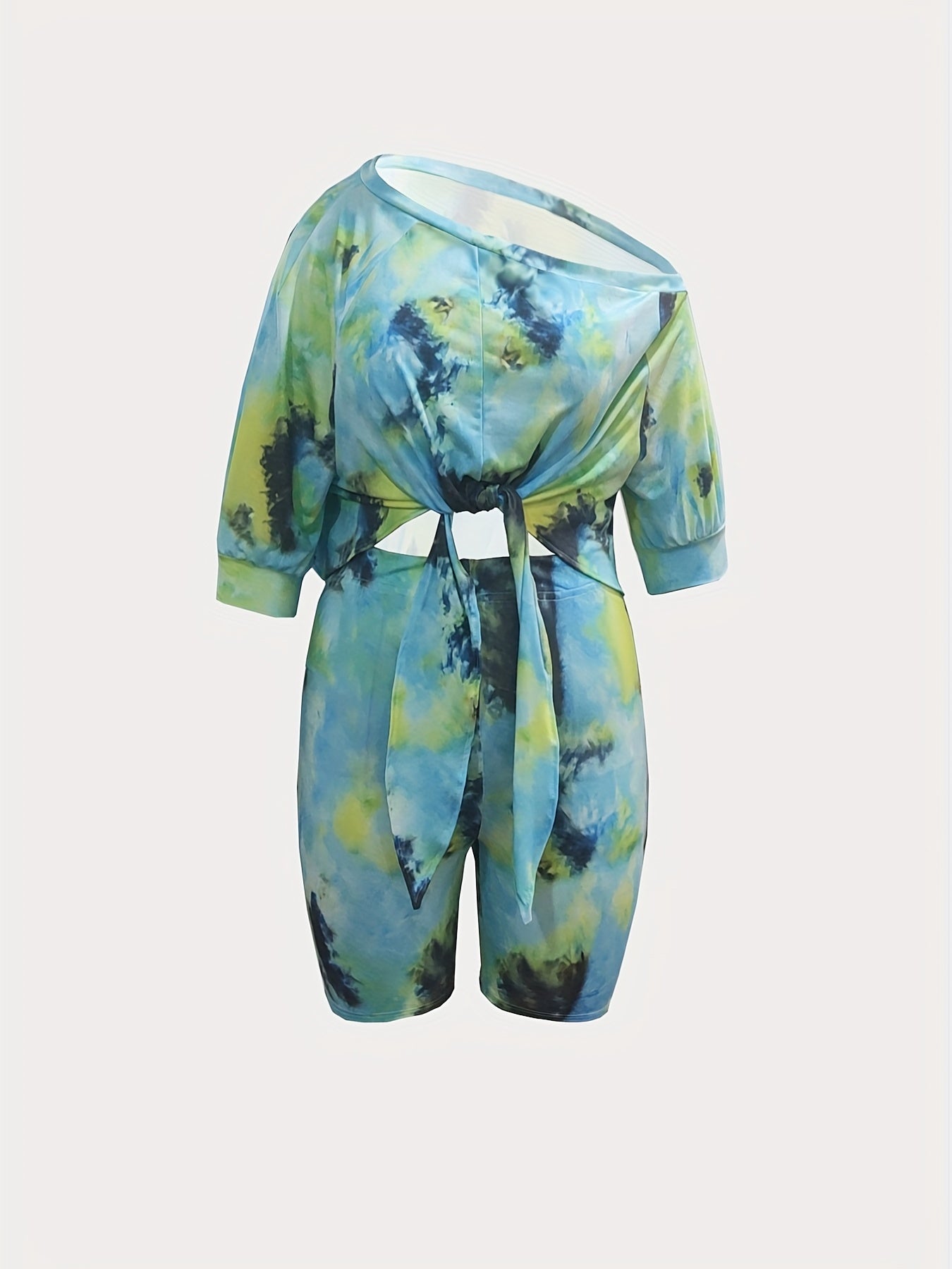  Tie Dye One Shoulder Top & Shorts Set