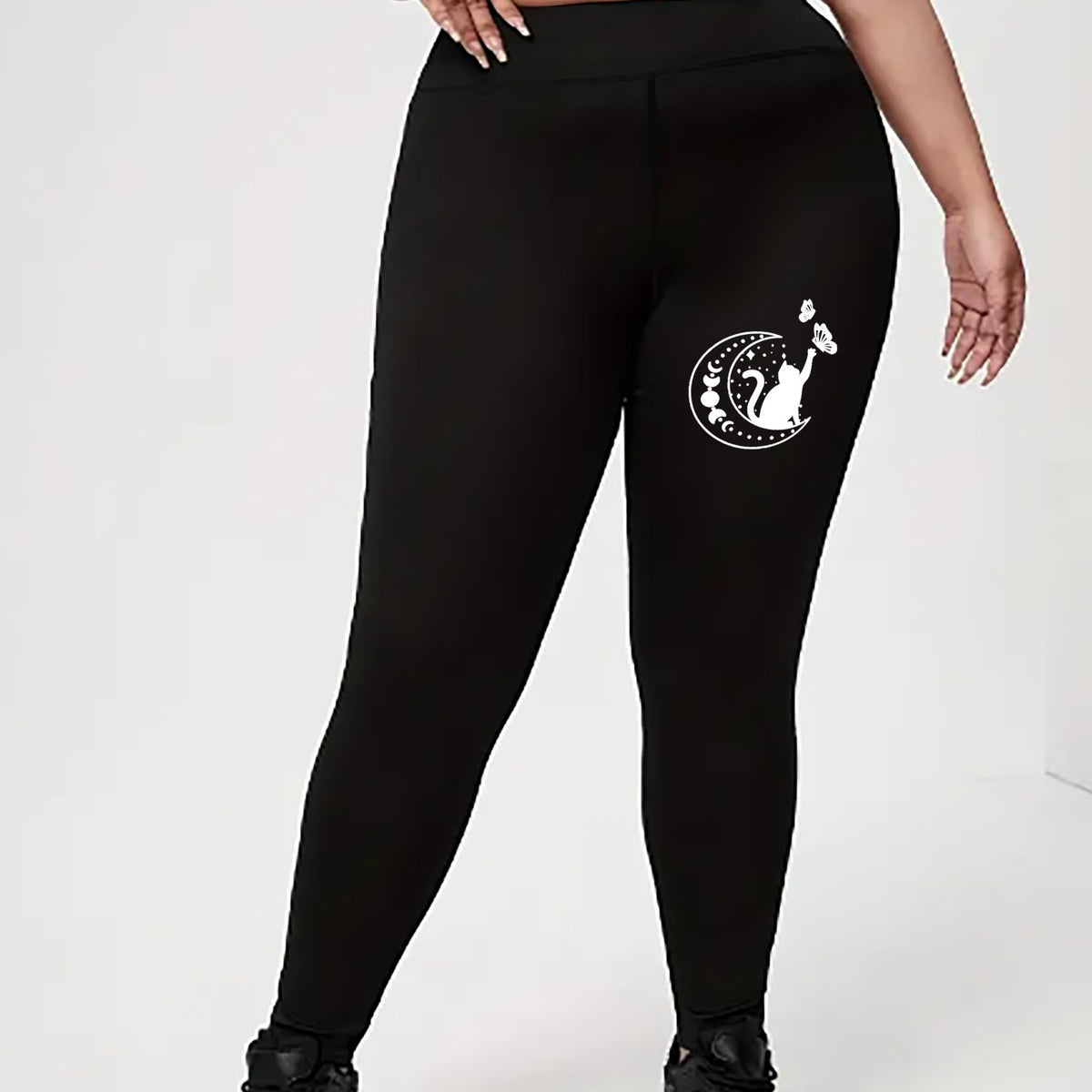  Cat & Butterfly Print High Rise Yoga Leggings