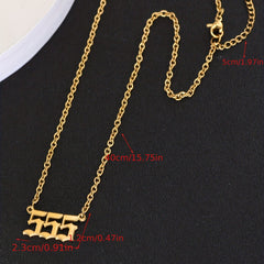 Men's Angel Number Pendant Necklace Stainless Steel Lucky Necklace