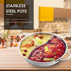 1pc Sichuan Hot Pot Stainless Steel Divided Cooking Pot for Gas Stovetop
