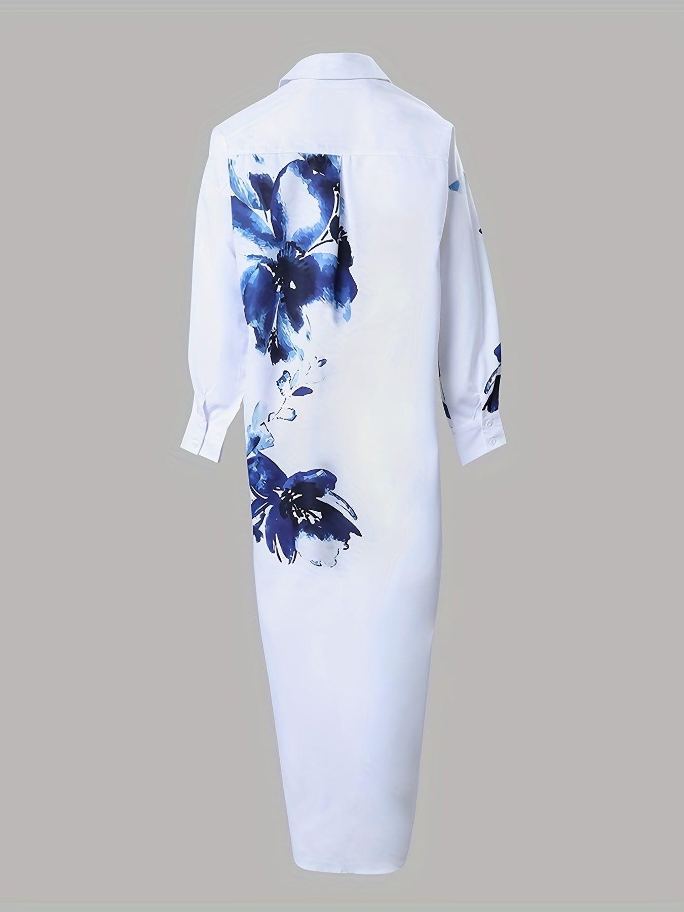  Women's Floral Print Maxi Shirt Dress