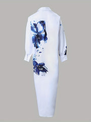  Women's Floral Print Maxi Shirt Dress
