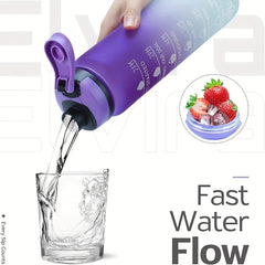 900ml Portable Water Bottle with Times Scale and Straw Leakproof Gradient Cup
