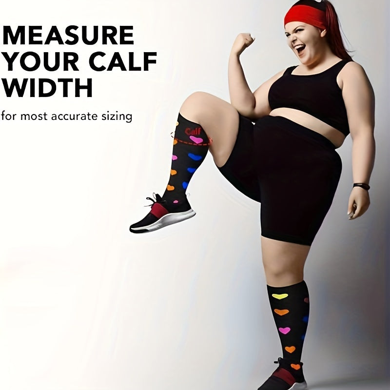 2 Pairs Plus Size Compression Socks 20-30 MmHg Wide Calf Nurses Running