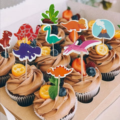 24pcs Dinosaur Park Cupcake Toppers Baby Shower Birthday Party Cake Decorations