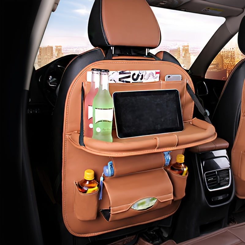 Car Back Seat Storage Bag Organizer with Tissue Box & Cup Holder