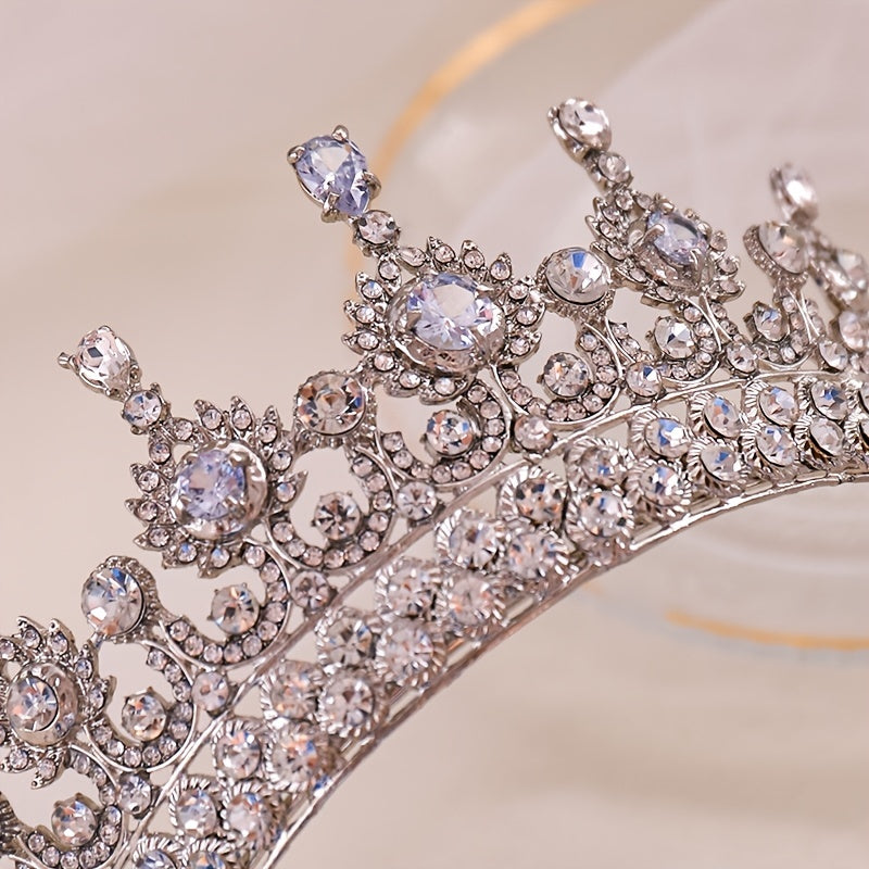 Rhinestone Crystal Wedding Crown Queen Flowers Bride Headwear