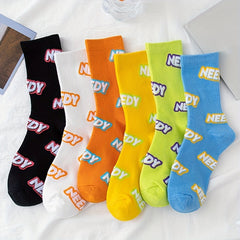 6 Pairs Letter Print Socks Women's Stockings & Hosiery