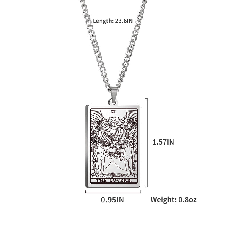 Vintage Tarot 20 Main Cards Steel Necklace Men's Stainless Steel