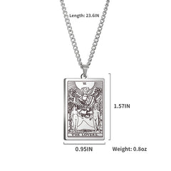 Vintage Tarot 20 Main Cards Steel Necklace Men's Stainless Steel
