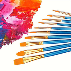 10pcs Watercolor Paint Brush Set Nylon Hair Acrylic Painting Brushes