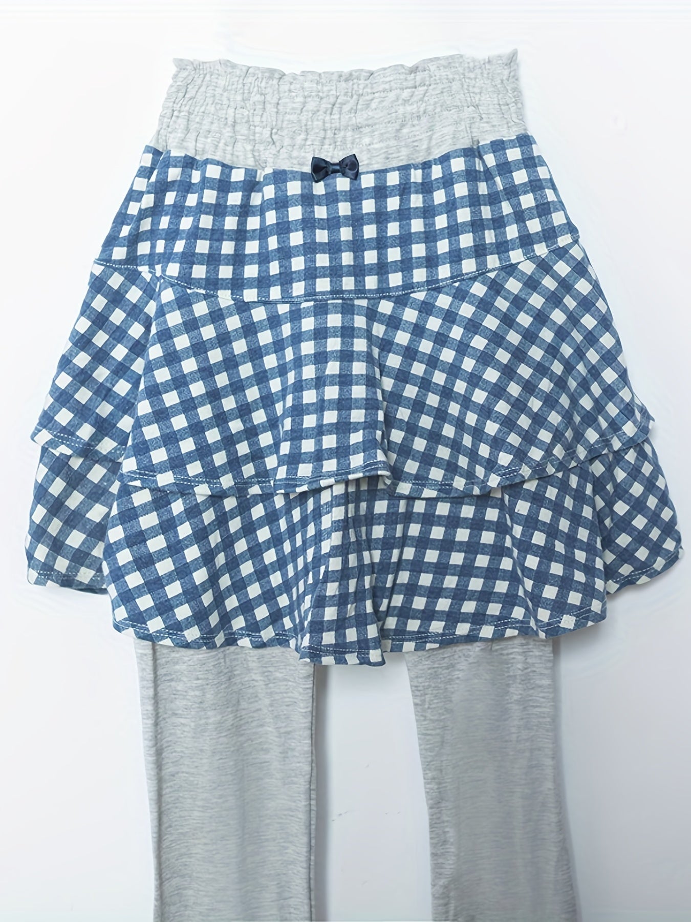 Girls' 2 In 1 Skort Legging Pants Plaid Skirt Breathable Thin