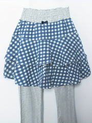 Girls' 2 In 1 Skort Legging Pants Plaid Skirt Breathable Thin