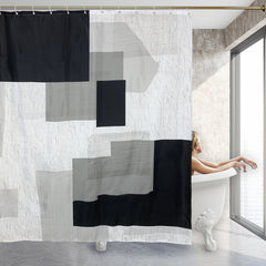 4 Piece Bathroom Set: Shower Curtain, Rugs, Non Slip Mat & Hooks