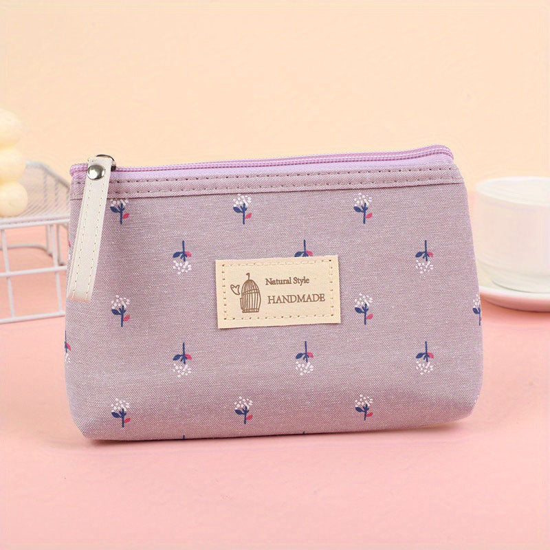 Waterproof Printed Canvas Makeup Bag Small Zipper Wash Bag