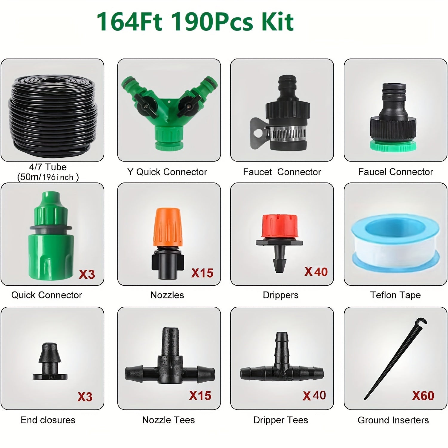 164ft DIY Garden Drip Irrigation System - Save Time & Water