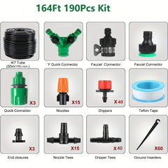 164ft DIY Garden Drip Irrigation System - Save Time & Water