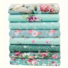 Floral Fabric Bundle Pre cut Patchwork Squares Quilting DIY Crafts 8pcs