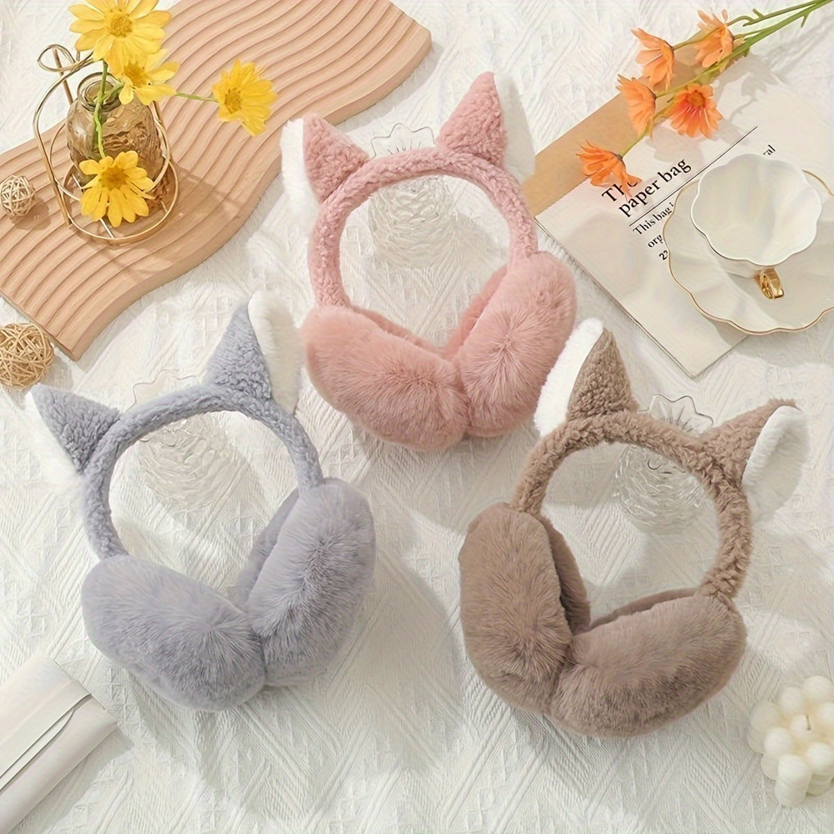 Cat Ear Plush Earmuffs Women's Winter Foldable