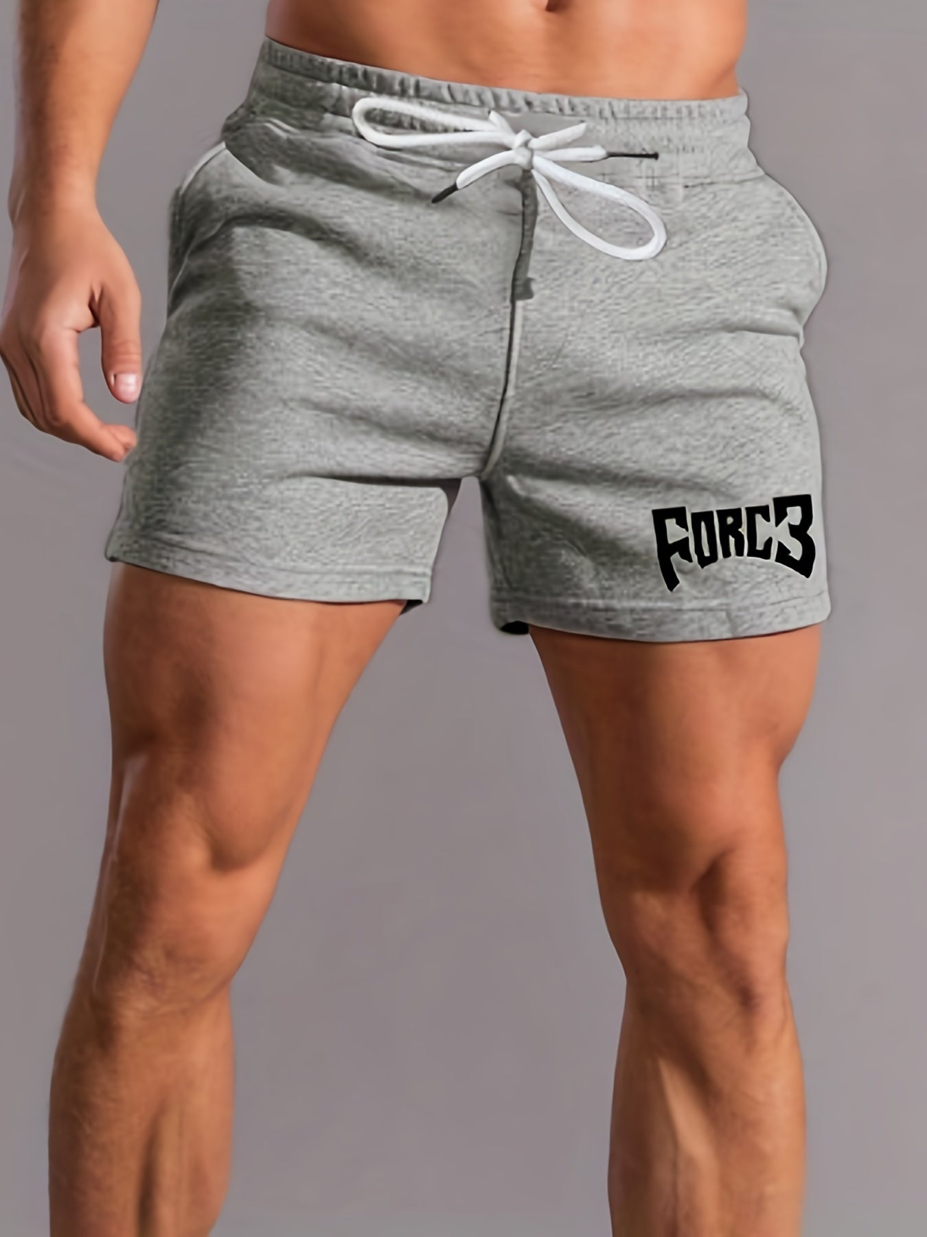 Letter Graphic Print Men's Casual Shorts Elastic Waist Drawstring Sports Shorts