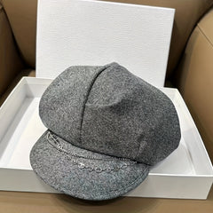 Vintage Solid Beret British Style Octagonal Hat Newsboy Hat