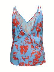  Boho Tank Top Allover Floral Print Halter Tank Top