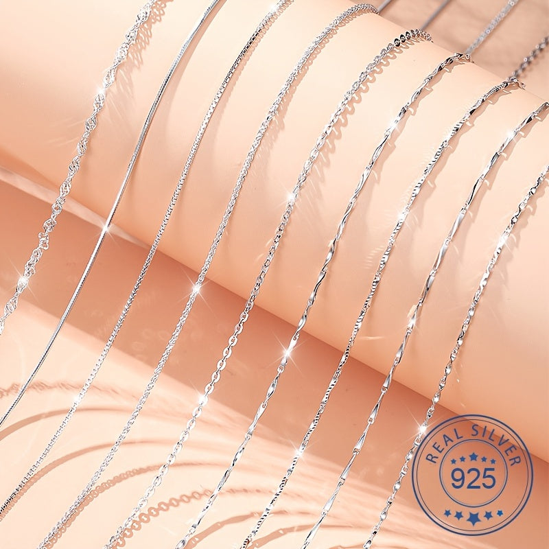 925 Sterling Silver Necklace Women's Clavicle Chain Variety Of Chain Types