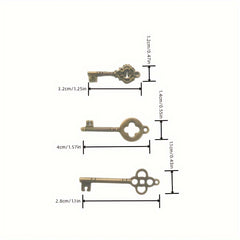 3pcs Large Skeleton Key Retro Style Bronze & Brass Castle Dungeon Pirate Key