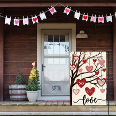 Valentines Garden Flag Love Heart Tree Anniversary Wedding