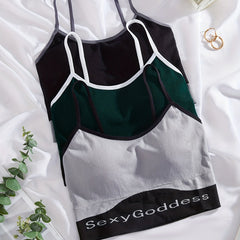 3pcs Letter Print Wireless Bras Stretch Intimates Bra Women's Lingerie