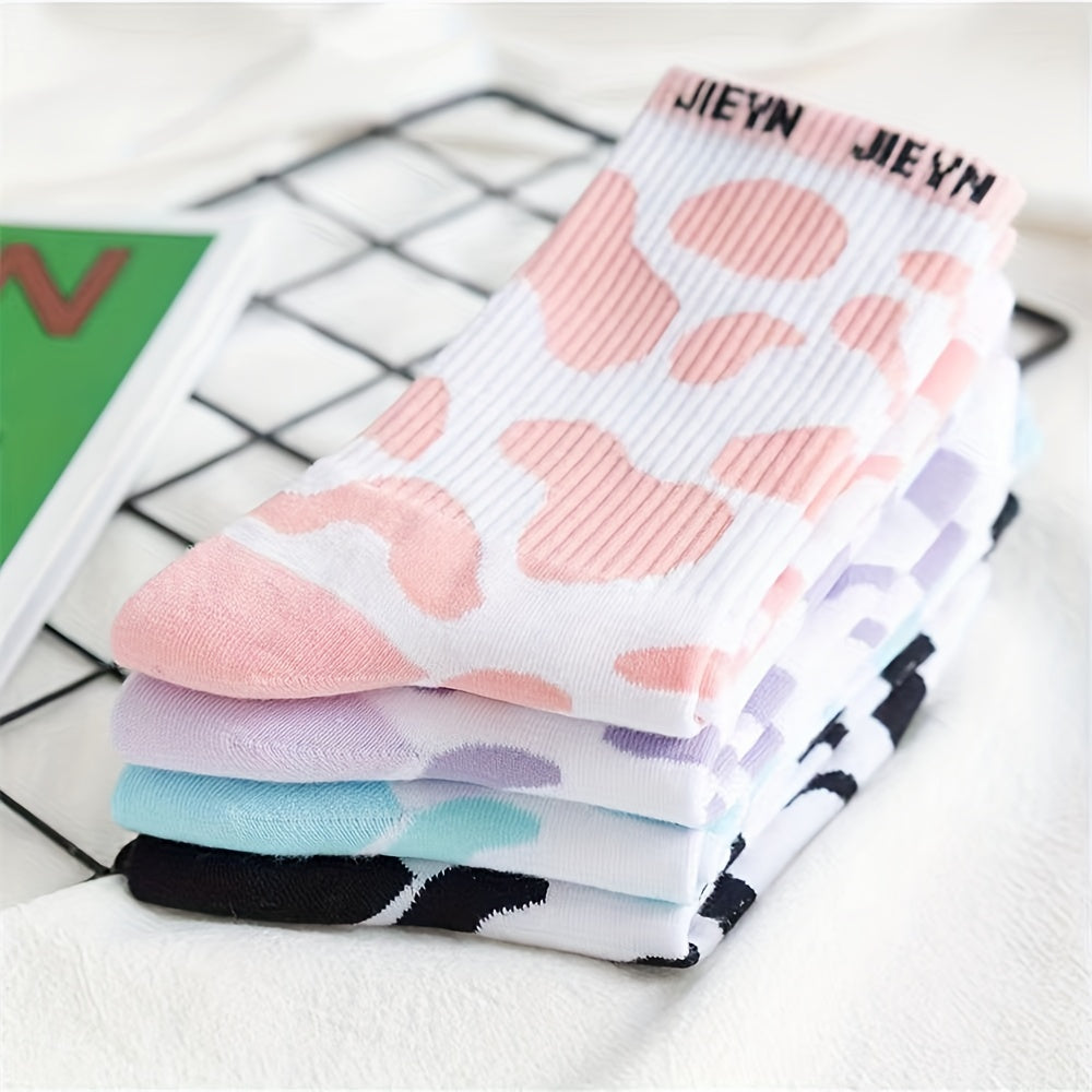 Cow Spot Print Socks Comfy Mid Tube Women's Stockings